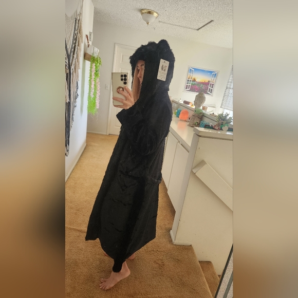 Spirithoods black panther faux fur robe with hood/ears small - Picture 5 of 7